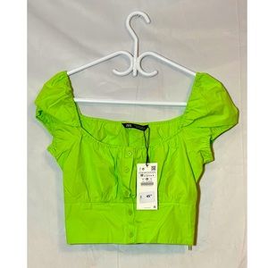 Neon button crop top! (Zara)